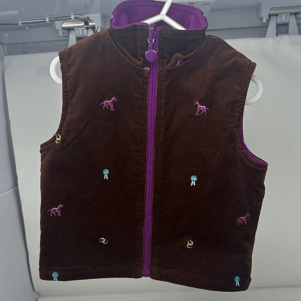Hartstrings Chocolate Vest with Equestrian Colorful Accents